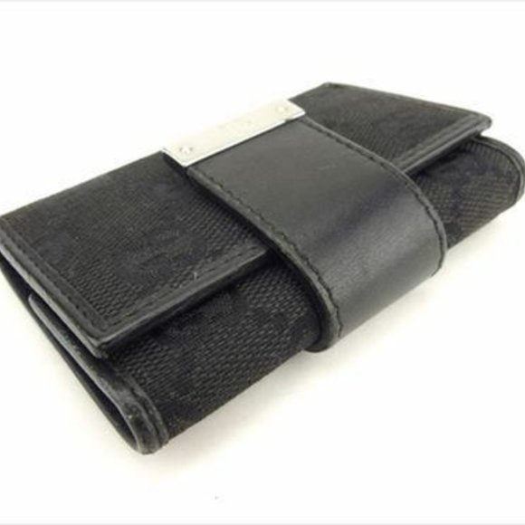 Authentic Gucci Key case Key holder GG Black Silver Canvas Leather Woman unisex - Picture 4 of 7